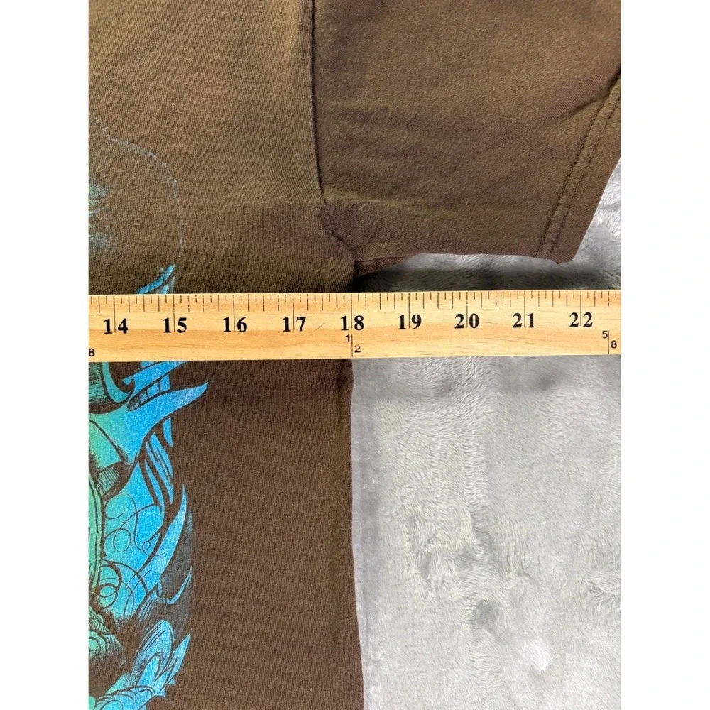 Quiksilver Graphic Y2K Skeleton Brown T Shirt Big Print Sz M